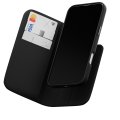 Card Folio M Leather Flip Phone Case with Stand Black